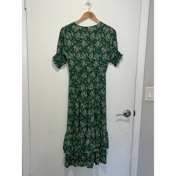 Ba&Sh Vika Green Floral Ruffle Midi Dress Size 4 Womens - Picture 5 of 10
